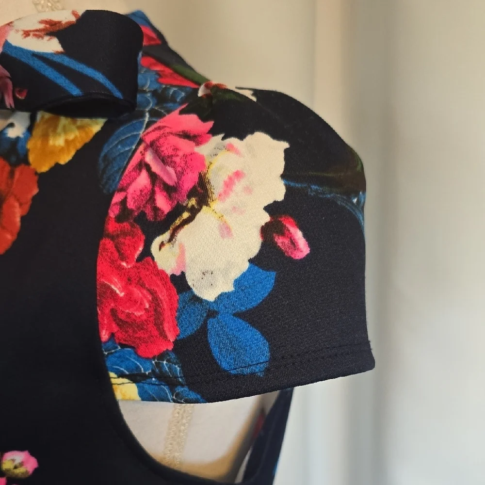 New York & Company Navy Floral Midi Dress - Picture 3 of 5
